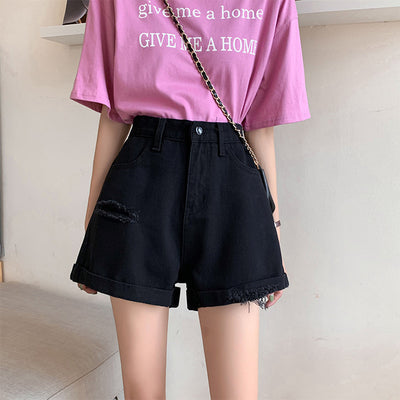 Korean Version Of Torn Denim Shorts For Women