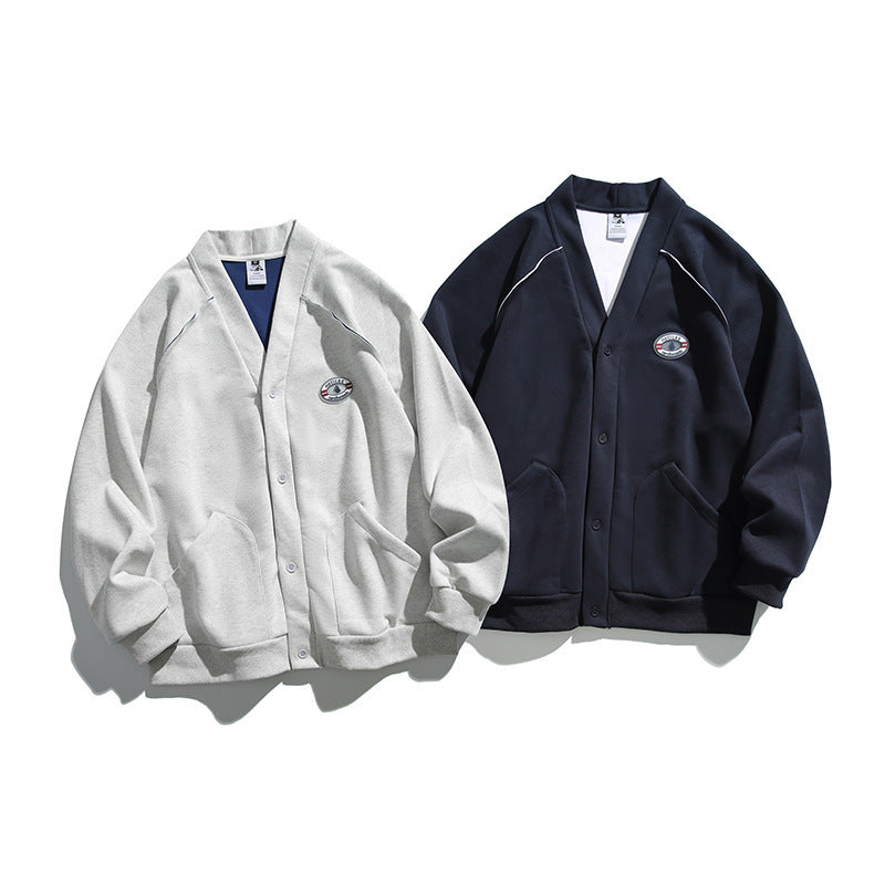 Retro Solid Color Cardigan Sweater For Men