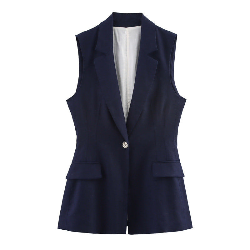 Women's Linen Blend Straight-leg Pants Suit