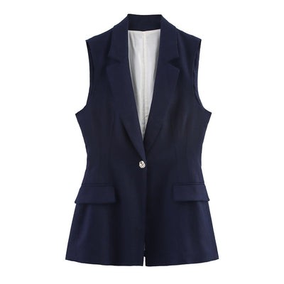Women's Linen Blend Straight-leg Pants Suit