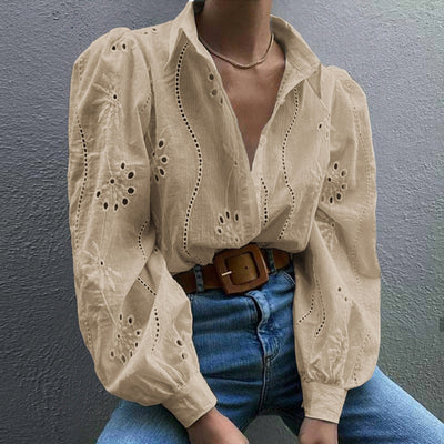 Casual Loose Fashion Hollowed-out Puff Sleeve Cardigan Top Women's Clothing