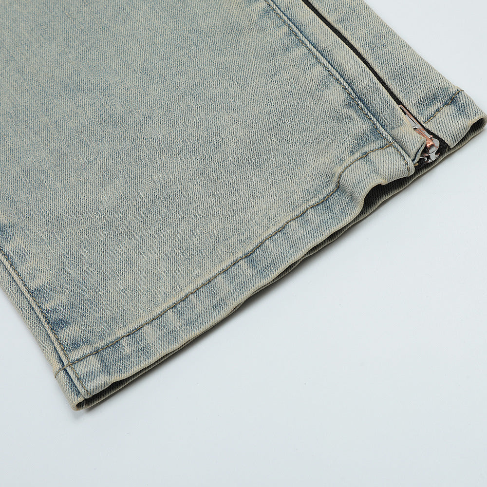 Washed White Straight Jeans For Men