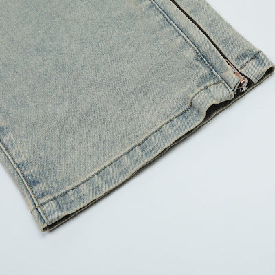 Washed White Straight Jeans For Men