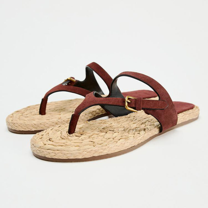 Bottom Woven Flip-flops Women Summer Outdoor Flat  Casual Beach Shoes Thong Sandals
