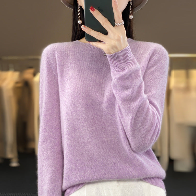 Women's Round Neck Sweater Loose Knitted Bottoming Sweater