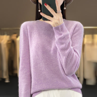 Women's Round Neck Sweater Loose Knitted Bottoming Sweater