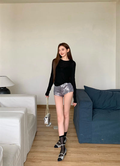 Top All-match Sequins Shorts For Women