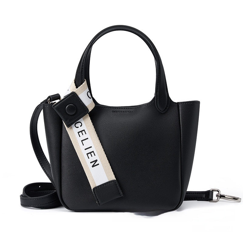 Cattlehide Leather Cross Body Bucket Bag