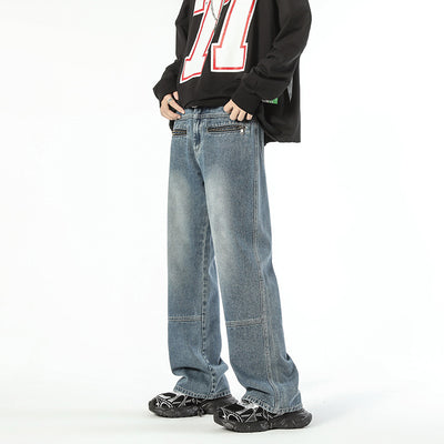 Fashion American Stitching Zipper Jeans Men