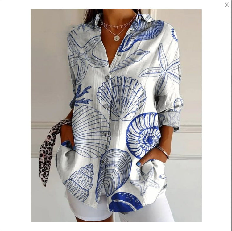 New Women's Long Sleeved Shirt For Summer Fashion, 3D Printed Shirt With Floral Pattern