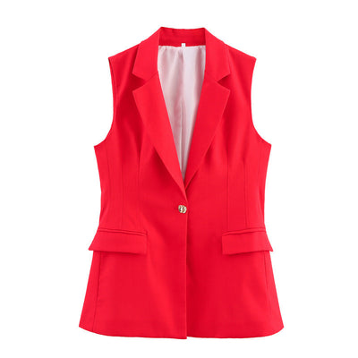 Women's Linen Blend Straight-leg Pants Suit