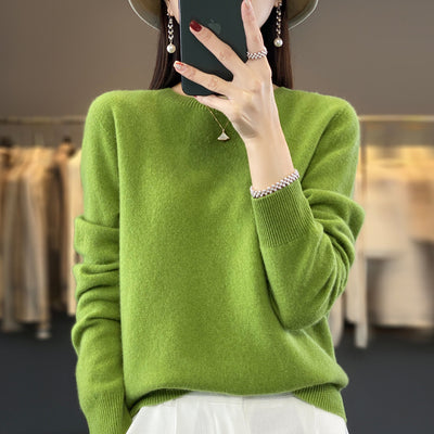 Women's Round Neck Sweater Loose Knitted Bottoming Sweater