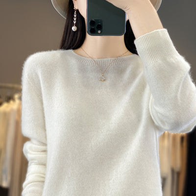Women's Round Neck Sweater Loose Knitted Bottoming Sweater