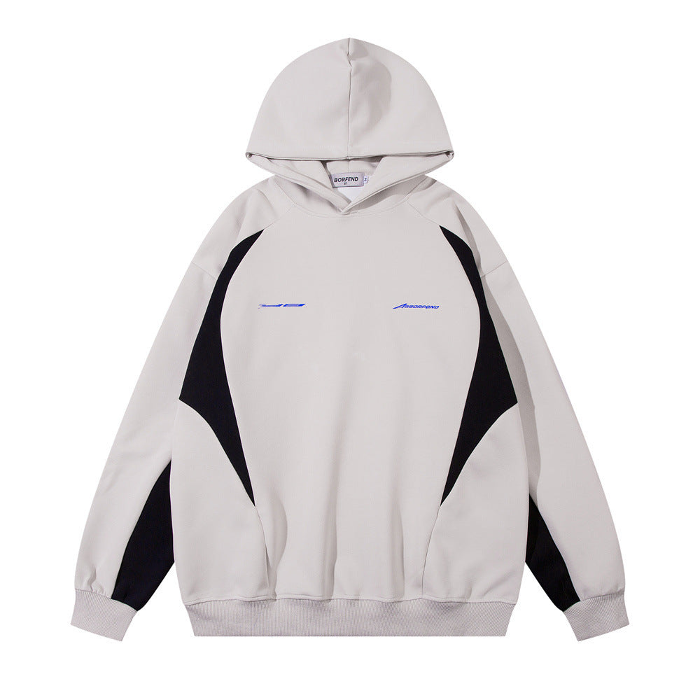 Stitching Contrast Color Hooded Sweatshirt Men