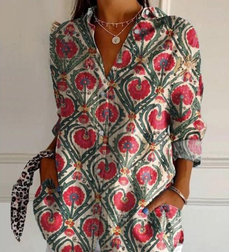 New Women's Long Sleeved Shirt For Summer Fashion, 3D Printed Shirt With Floral Pattern