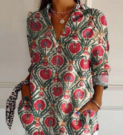 New Women's Long Sleeved Shirt For Summer Fashion, 3D Printed Shirt With Floral Pattern