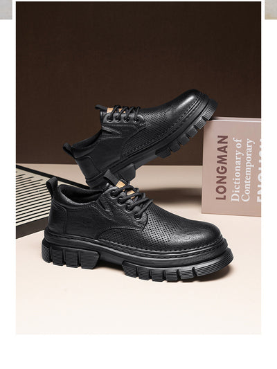 Genuine Leather Breathable Platform Height Increasing Work Casual Shoes