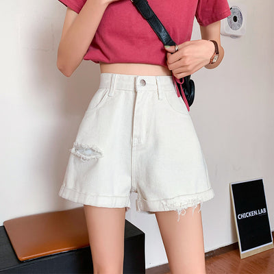 Korean Version Of Torn Denim Shorts For Women