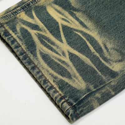 Contrast Color Washed Worn Jeans Men