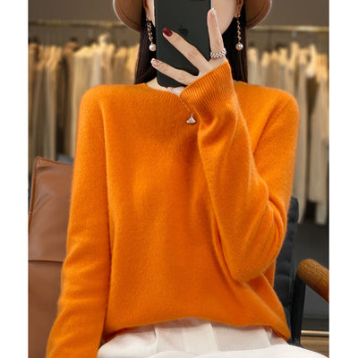 Women's Round Neck Sweater Loose Knitted Bottoming Sweater