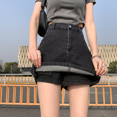Light-proof Jeans Skirt With Hip Bag