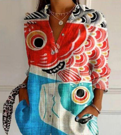 New Women's Long Sleeved Shirt For Summer Fashion, 3D Printed Shirt With Floral Pattern