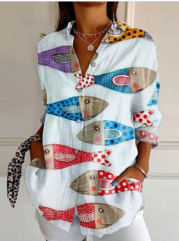 New Women's Long Sleeved Shirt For Summer Fashion, 3D Printed Shirt With Floral Pattern