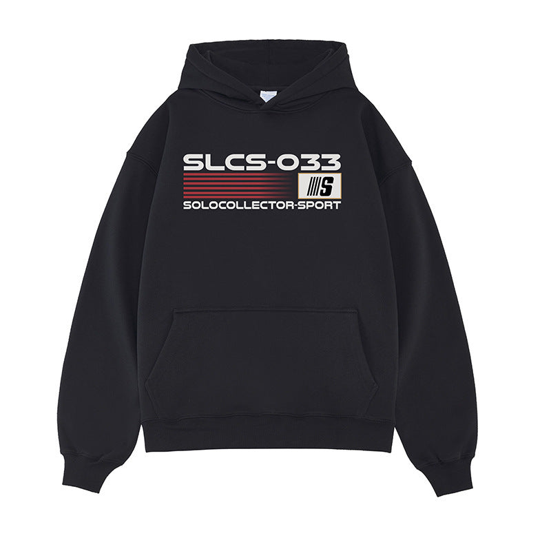 Printed Velvet Padded Hooded Sweatshirt Men