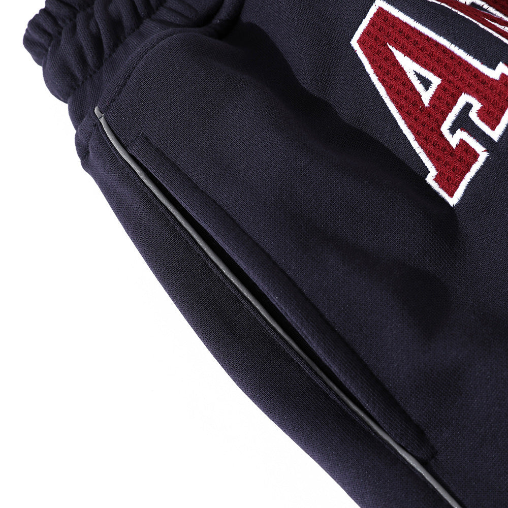 Letter Embroidery Loose Short Sweatpants Men