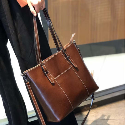 Genuine Leather Women's New Retro Large Capacity Fashion Shoulder Bag