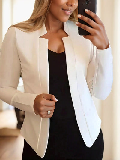 A Solid-colored Long-sleeved Coat For Ladies