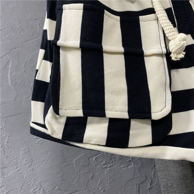 Striped Casual Cargo Shorts Women Hot Pants