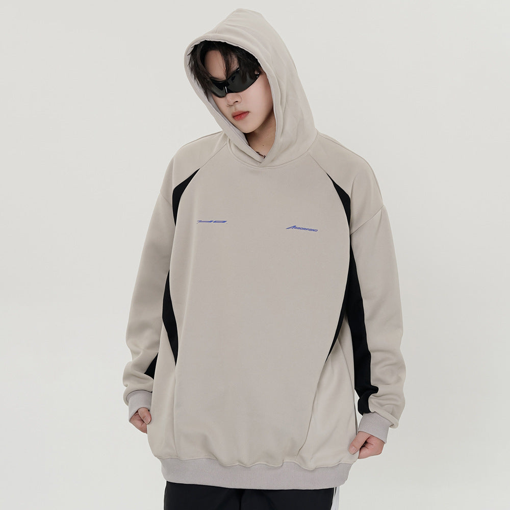 Stitching Contrast Color Hooded Sweatshirt Men