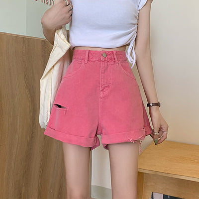 Korean Version Of Torn Denim Shorts For Women