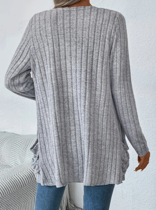 Solid Color Open-Front Cardigan